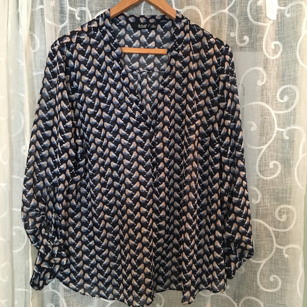 Ana sheer bird pattern shirt